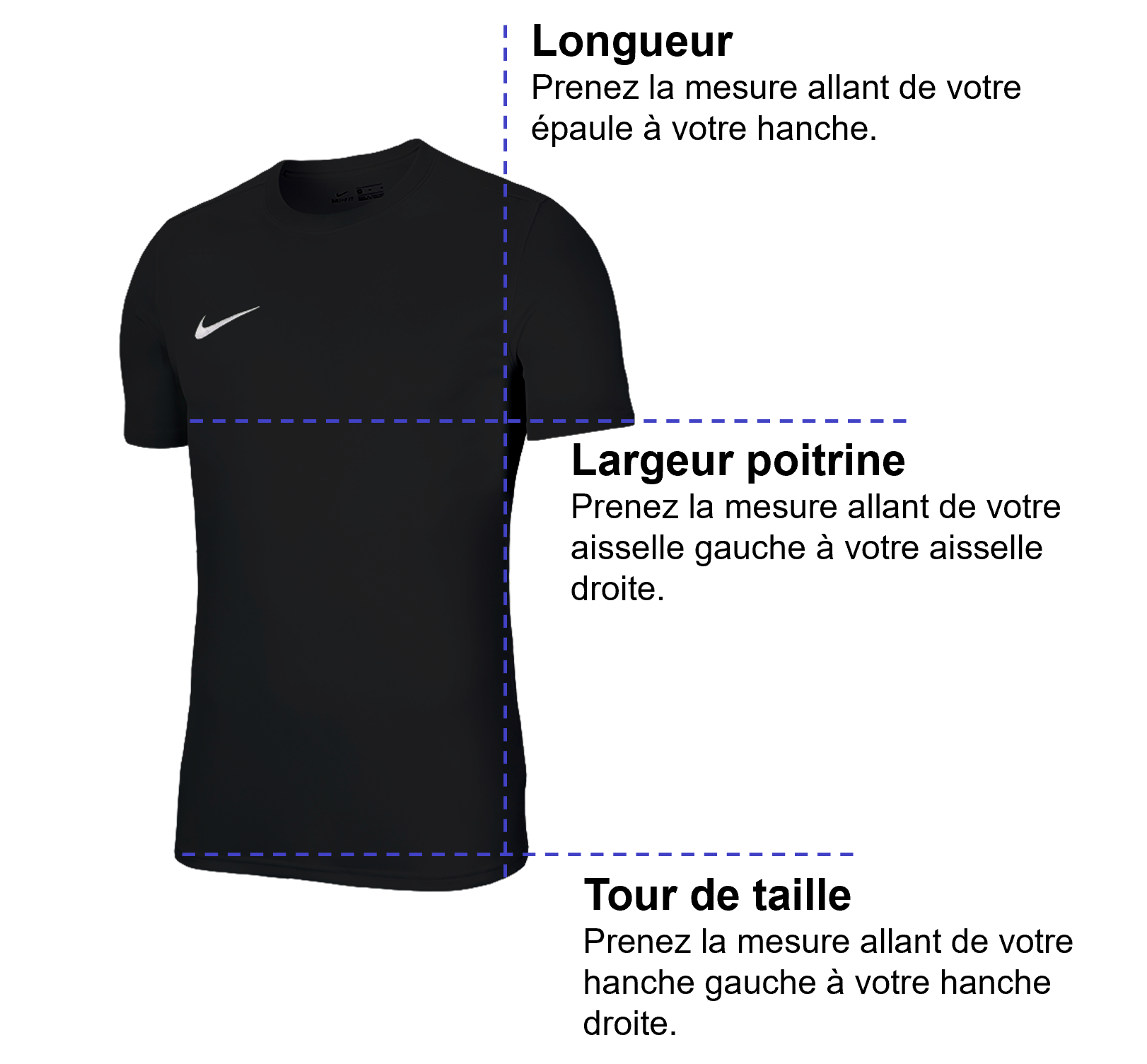 Tableau des mensurations du produit