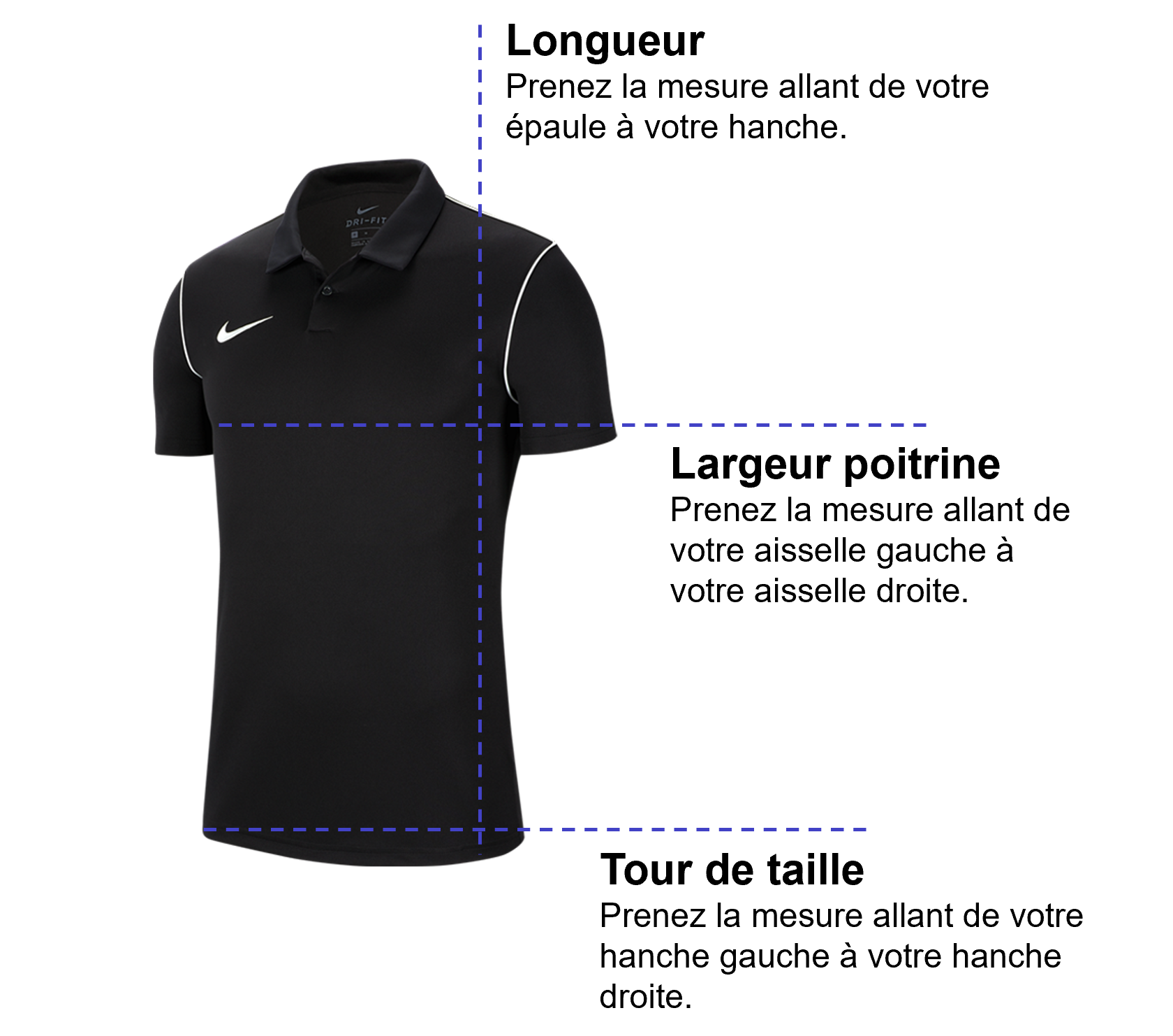 Tableau des mensurations du produit