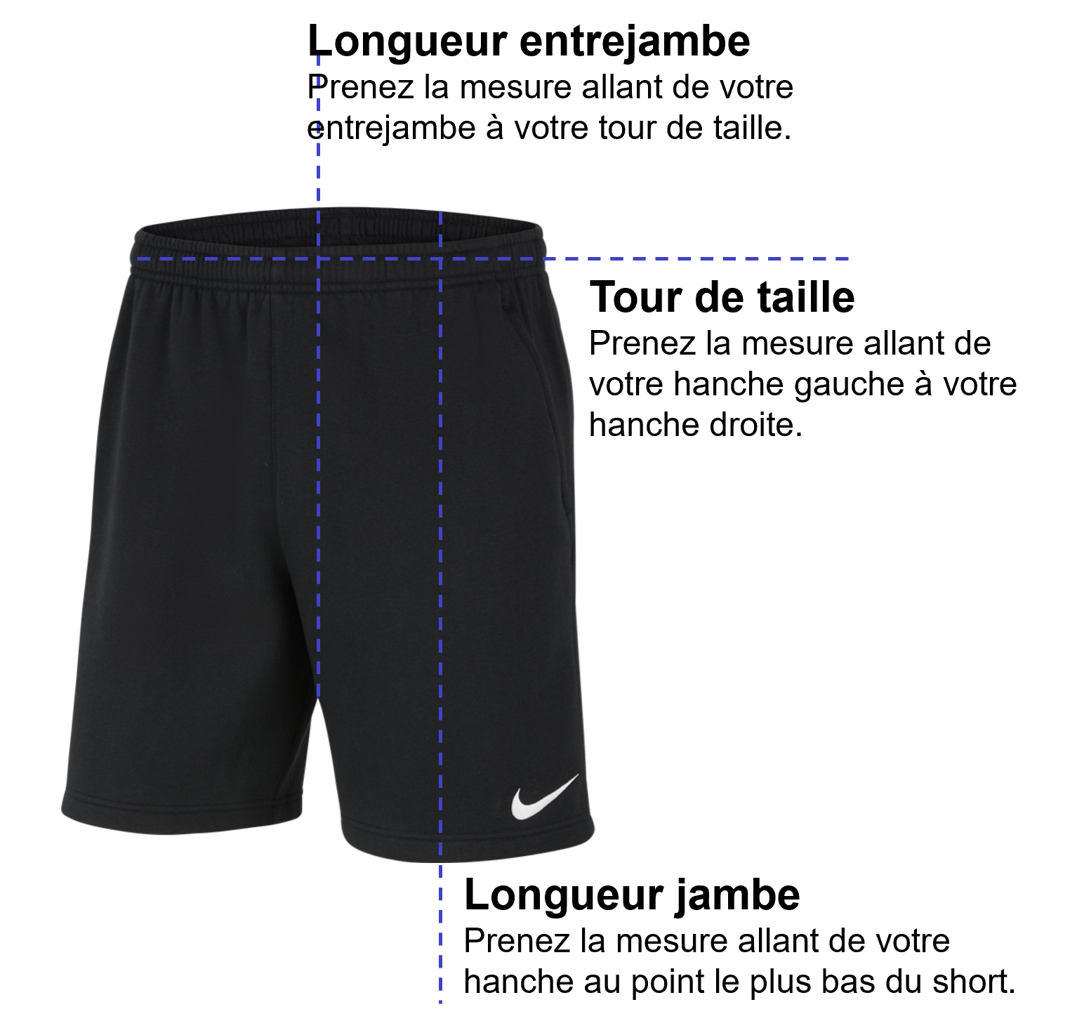 Tableau des mensurations du produit